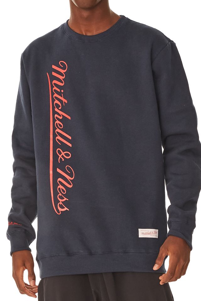 Moletom-Mitchell---Ness-Fechado-Gola-Careca-Branded-Azul-Marinho
