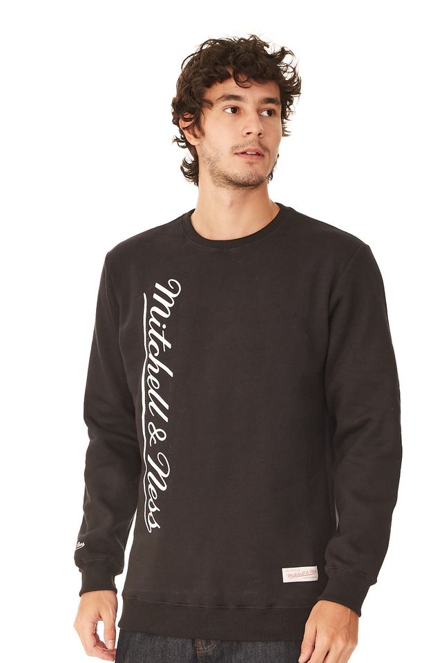 Moletom-Mitchell---Ness-Fechado-Gola-Careca-Branded-Preto Moletom-Mitchell---Ness-Fechado-Gola-Careca-Branded-Preto