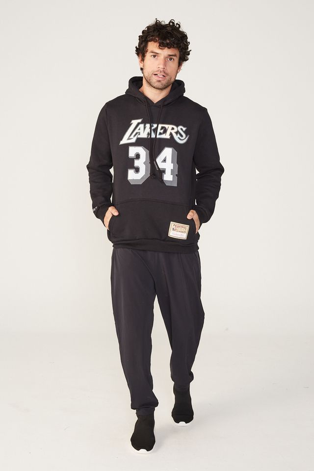 Moletom-Mitchell---Ness-Fechado-Com-Capuz-Los-Angeles-Lakers-Preto Moletom-Mitchell---Ness-Fechado-Com-Capuz-Los-Angeles-Lakers-Preto