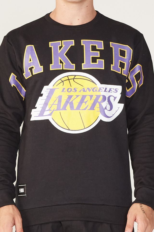 Moletom NBA Fechado Com Capuz Los Angeles Lakers Preto Urbane