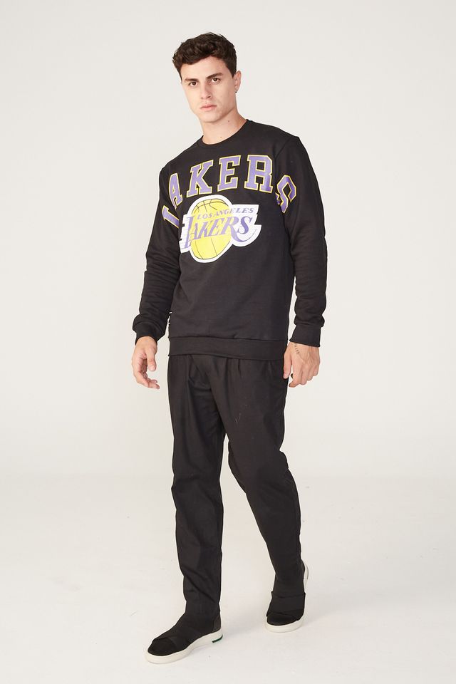 Moletom-NBA-Fechado-Com-Capuz-Los-Angeles-Lakers-Preto