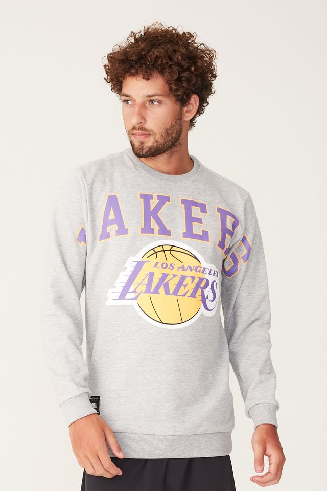 Moletom-NBA-Fechado-Com-Capuz-Los-Angeles-Lakers-Cinza-Mescla