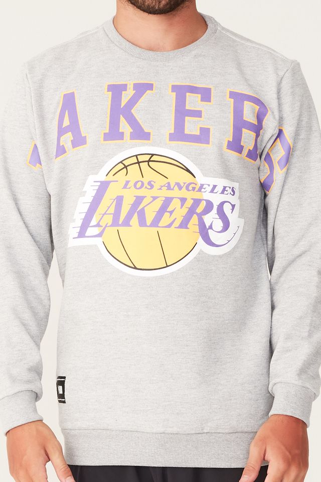 Moletom-NBA-Fechado-Com-Capuz-Los-Angeles-Lakers-Cinza-Mescla