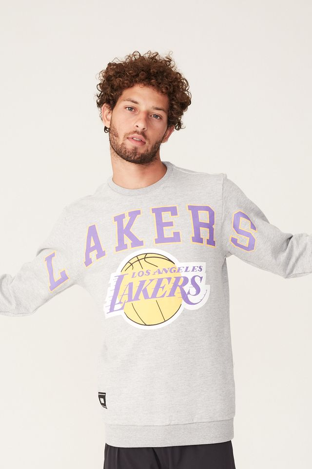Moletom-NBA-Fechado-Com-Capuz-Los-Angeles-Lakers-Cinza-Mescla