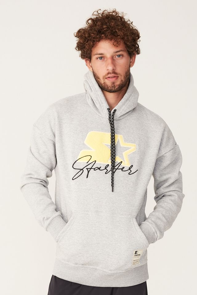 Moletom-Starter-Fechado-Com-Capuz-Big-Logo-Cinza-Mescla