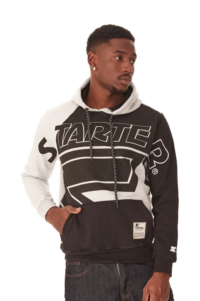 Moletom-Starter-Fechado-Com-Capuz-Preto-Com-Cinza-Mescla Moletom-Starter-Fechado-Com-Capuz-Preto-Com-Cinza-Mescla