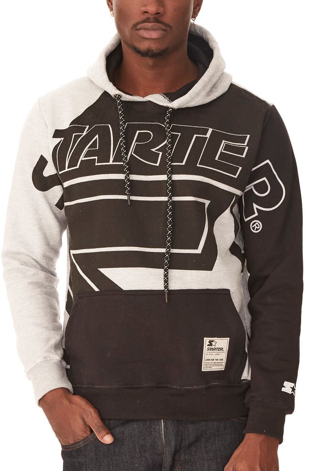 Moletom-Starter-Fechado-Com-Capuz-Preto-Com-Cinza-Mescla