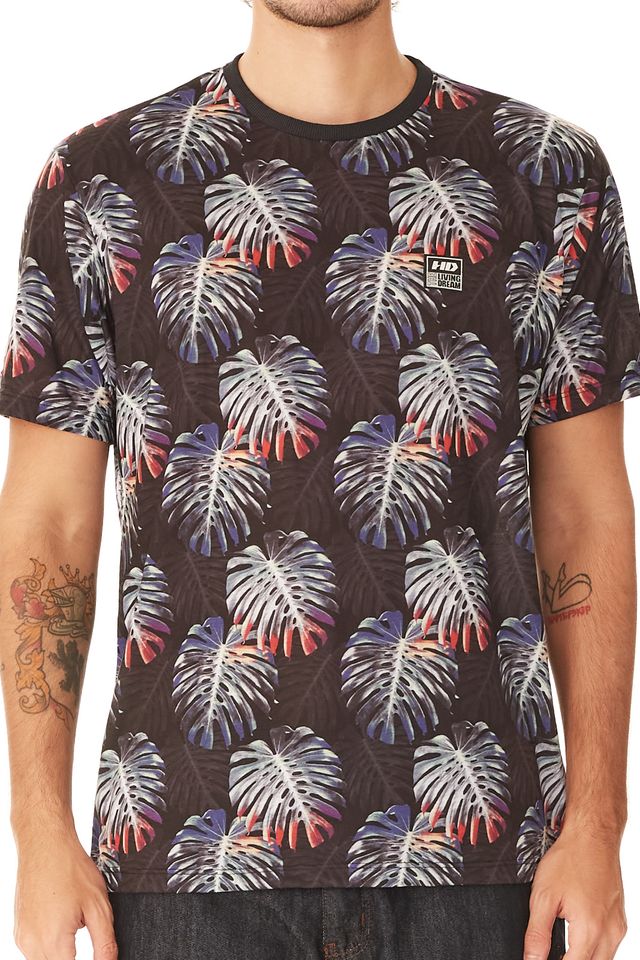 Camiseta-HD-Especial-Estampada-Leaves-Preta
