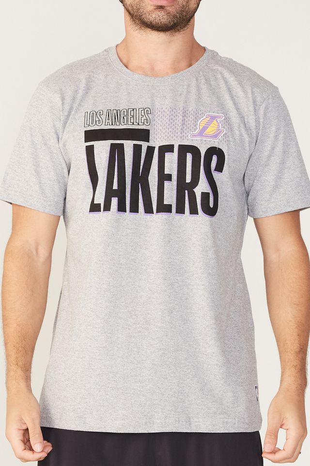 Camiseta-NBA-Estampada-Los-Angeles-Lakers-Cinza-Mescla
