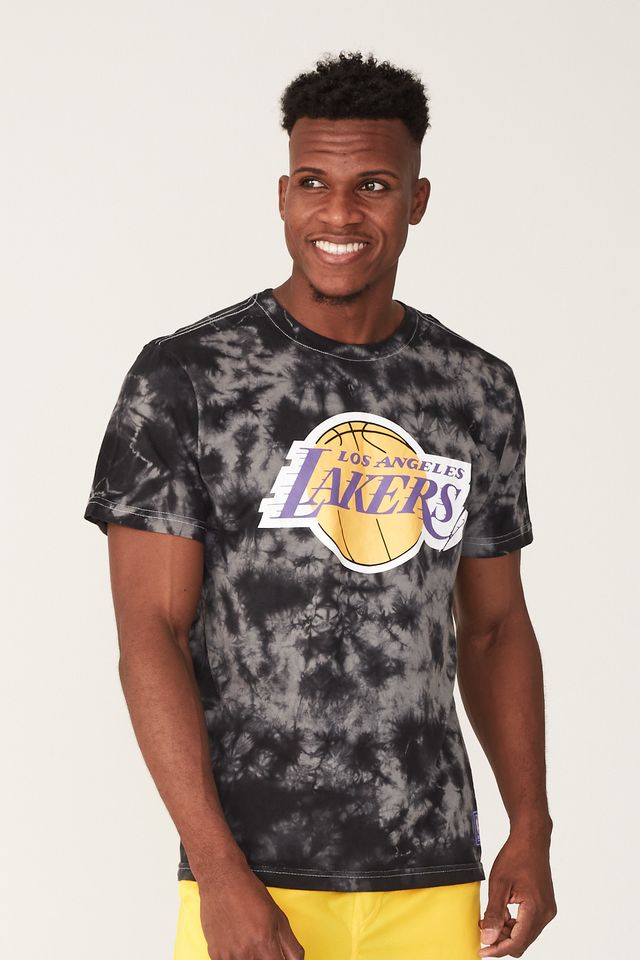 Camiseta-NBA-Estampada-Los-Angeles-Lakers-Tie-Dye-Preta