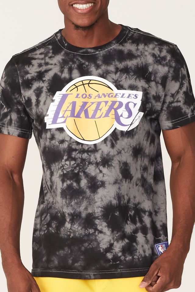 Camiseta-NBA-Estampada-Los-Angeles-Lakers-Tie-Dye-Preta