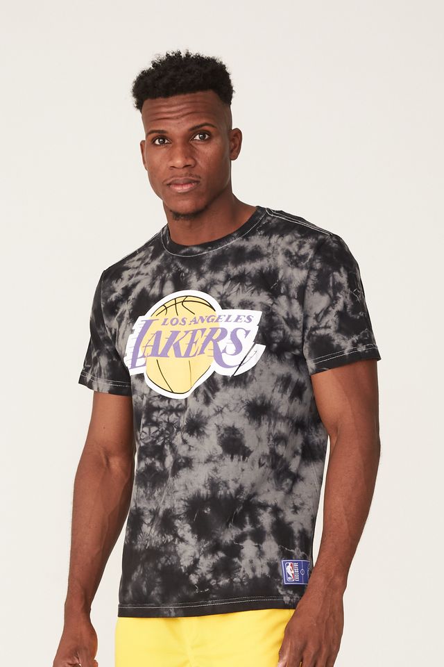Camiseta-NBA-Estampada-Los-Angeles-Lakers-Tie-Dye-Preta
