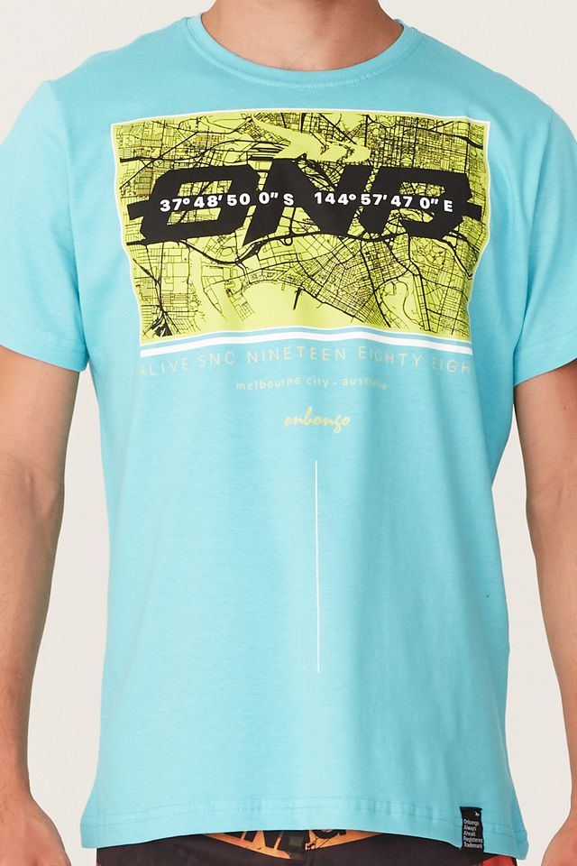 Camiseta-Onbongo-Estampada-Map-View-Azul