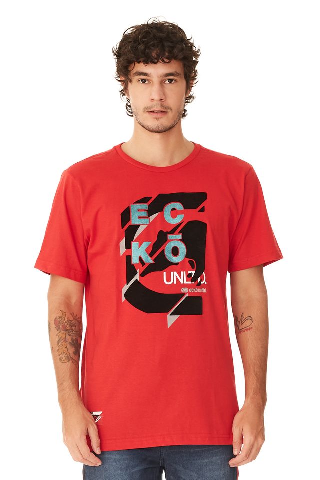 Camiseta-Ecko-Estampada-Vermelha