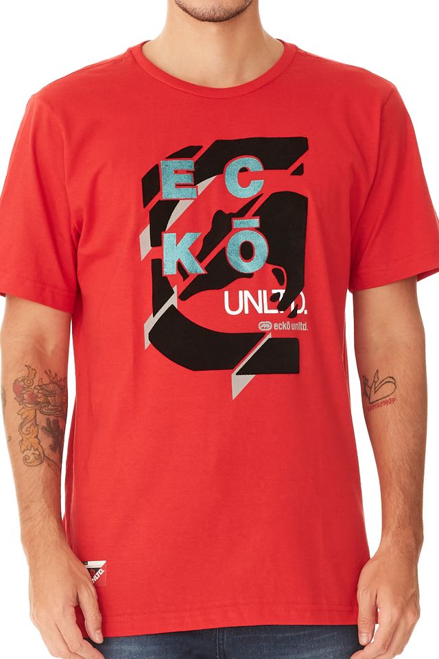 Camiseta-Ecko-Estampada-Vermelha