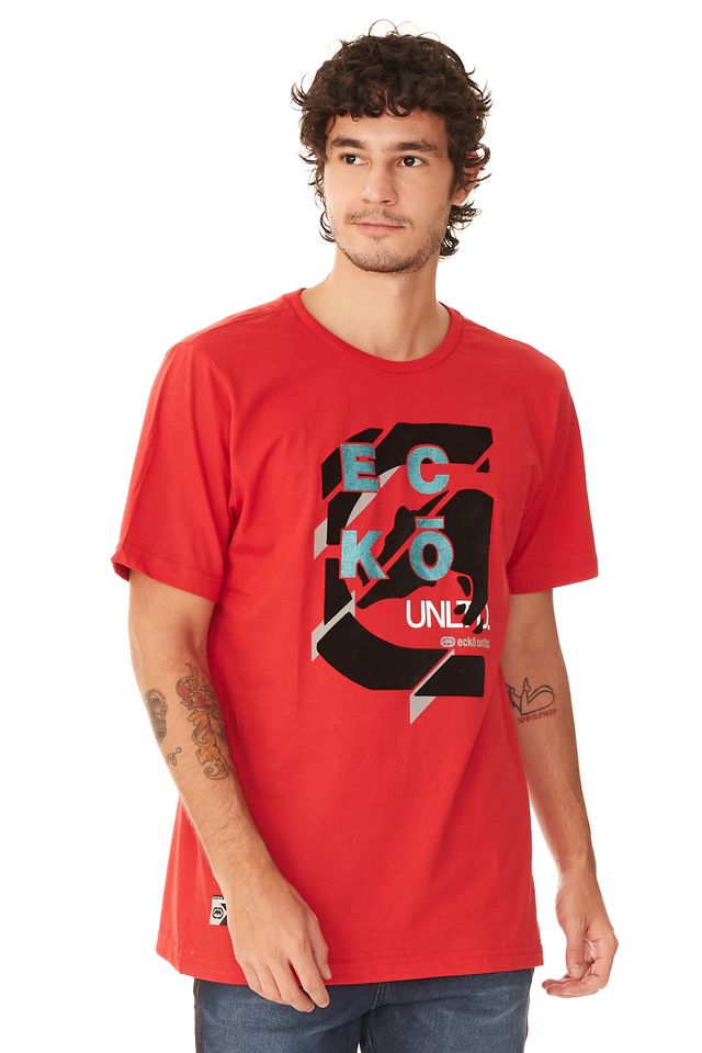 Camiseta-Ecko-Estampada-Vermelha