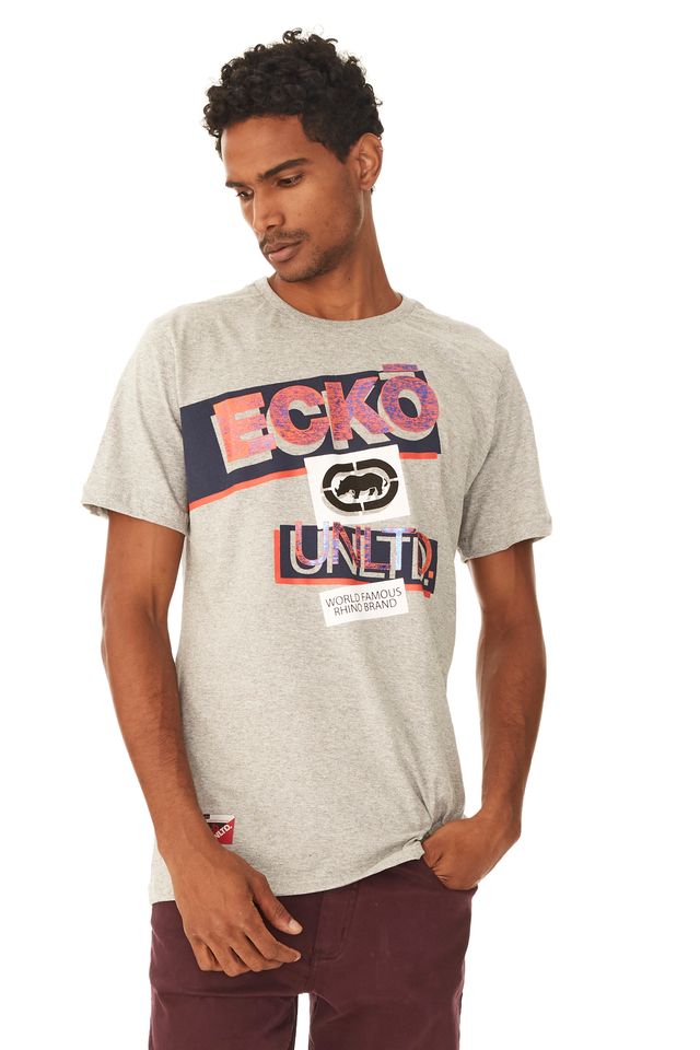 Camiseta-Ecko-Estampada-Bege-Mescla