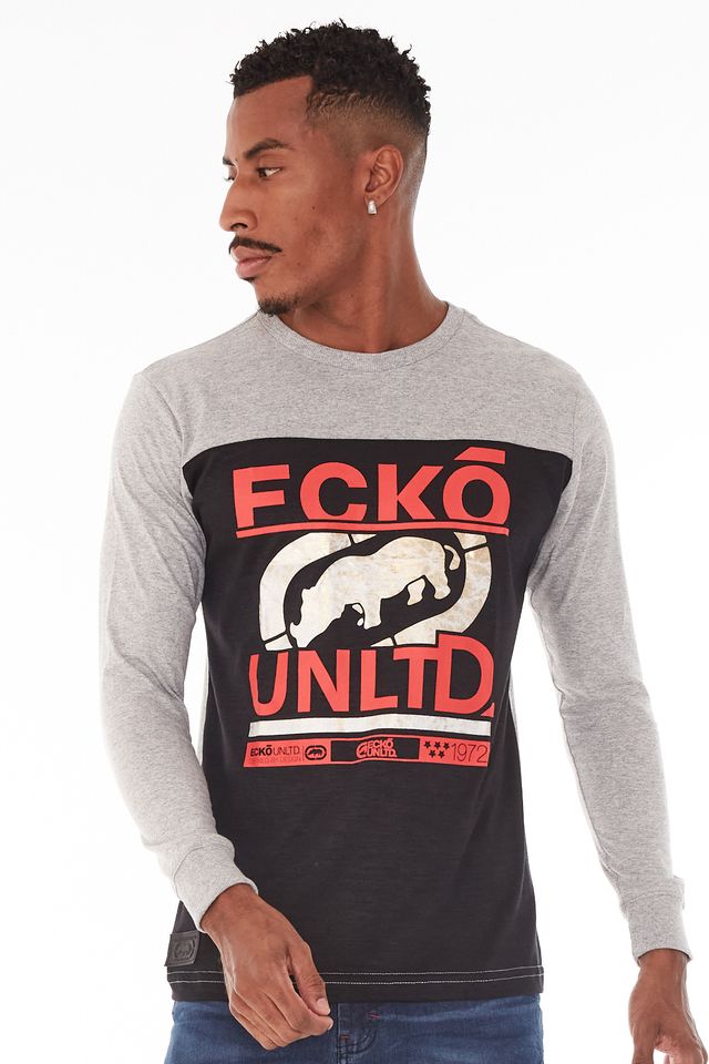 Camiseta-Ecko-Manga-Longa-Especial-Bege-Mescla
