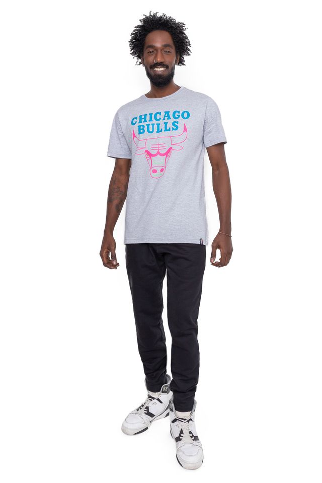 Camiseta-NBA-Estampada-Chicago-Bulls-Cinza-Mescla