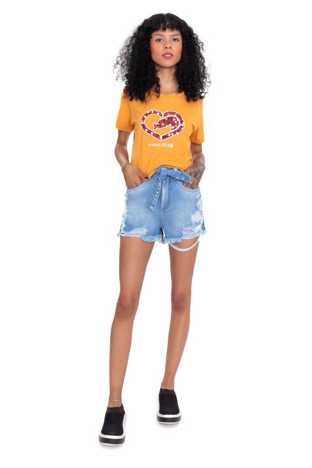 Camiseta-Ecko-Feminina-Collab-Gato-Felix-Red-Amarela