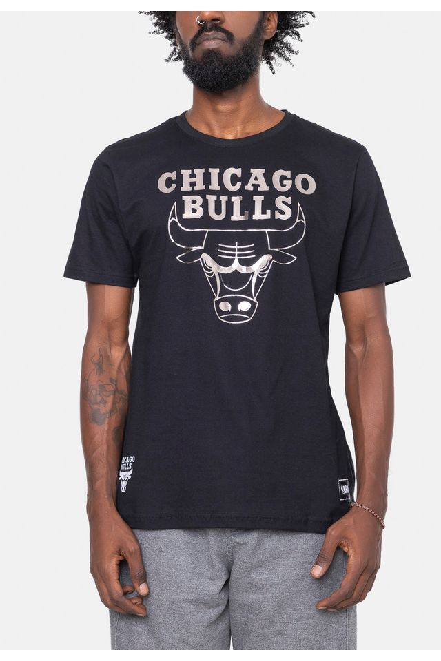 Camiseta-NBA-Silver-Logo-Chicago-Bulls-Preta