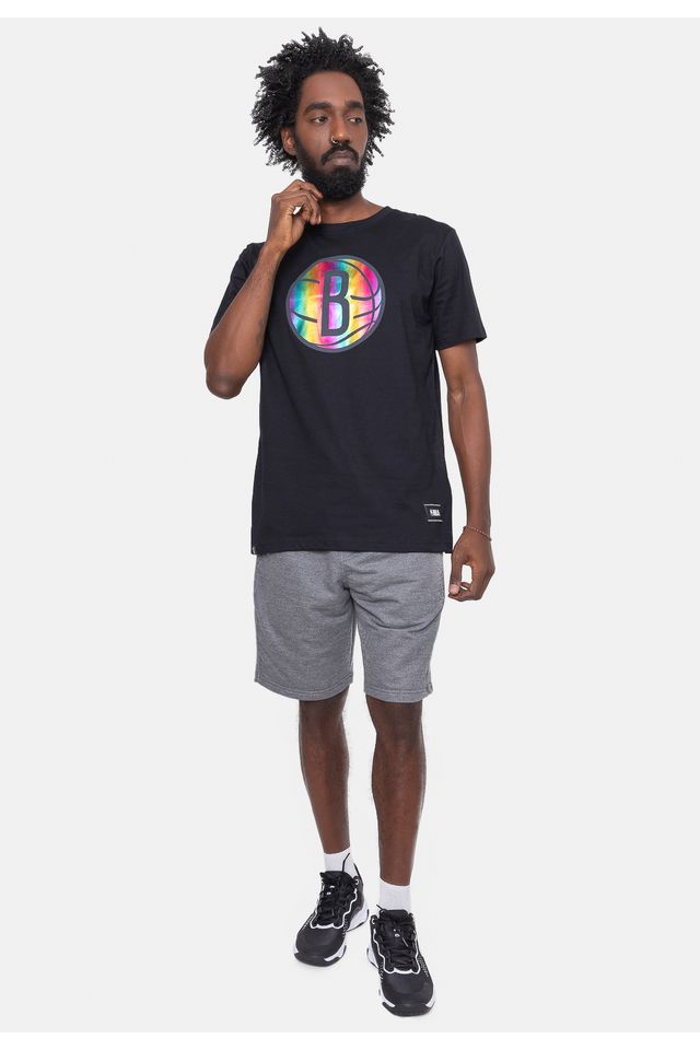 Camiseta-NBA-Rainbow-Logo-Brooklyn-Nets-Preta