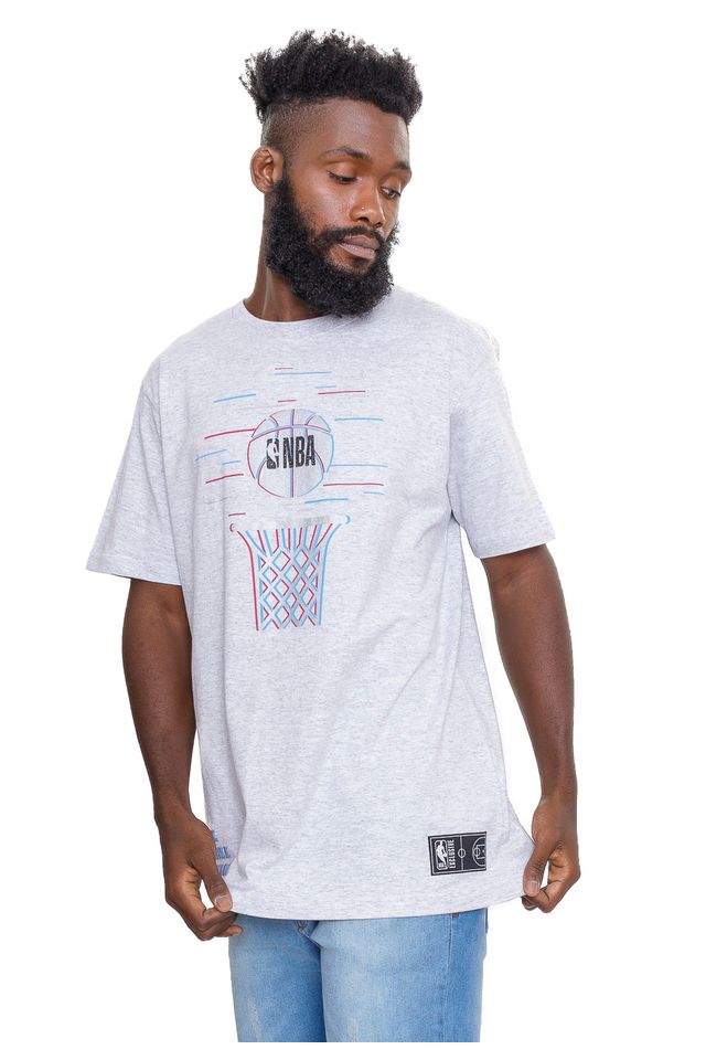 Camiseta-NBA-Basket-Hoop-Cinza-Mescla