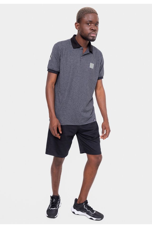 Camisa-Polo-NBA-Rubber-Logo-Brooklyn-Nets-Cinza-Mescla-Escuro