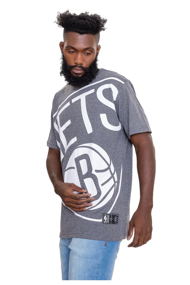Camiseta-NBA-Maxi-Logo-Brooklyn-Nets-Cinza-Mescla-Escuro