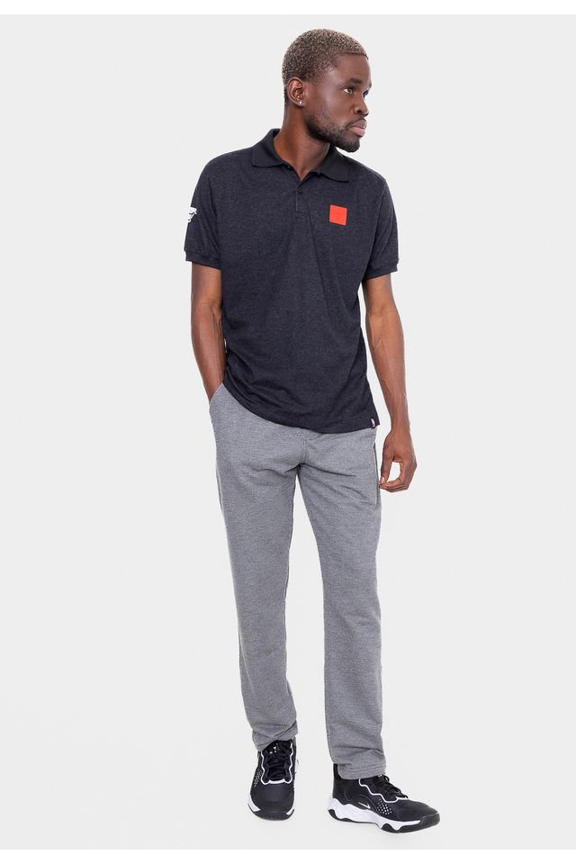 Camisa-Polo-NBA-Rubber-Logo-Chicago-Bulls-Preta-Mescla