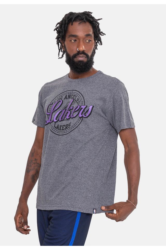 Camiseta-NBA-Metal-Team-Los-Angeles-Lakers-Cinza-Mescla-Escuro