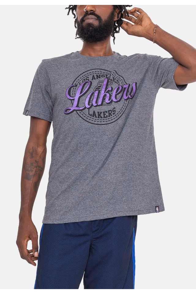 Camiseta-NBA-Metal-Team-Los-Angeles-Lakers-Cinza-Mescla-Escuro
