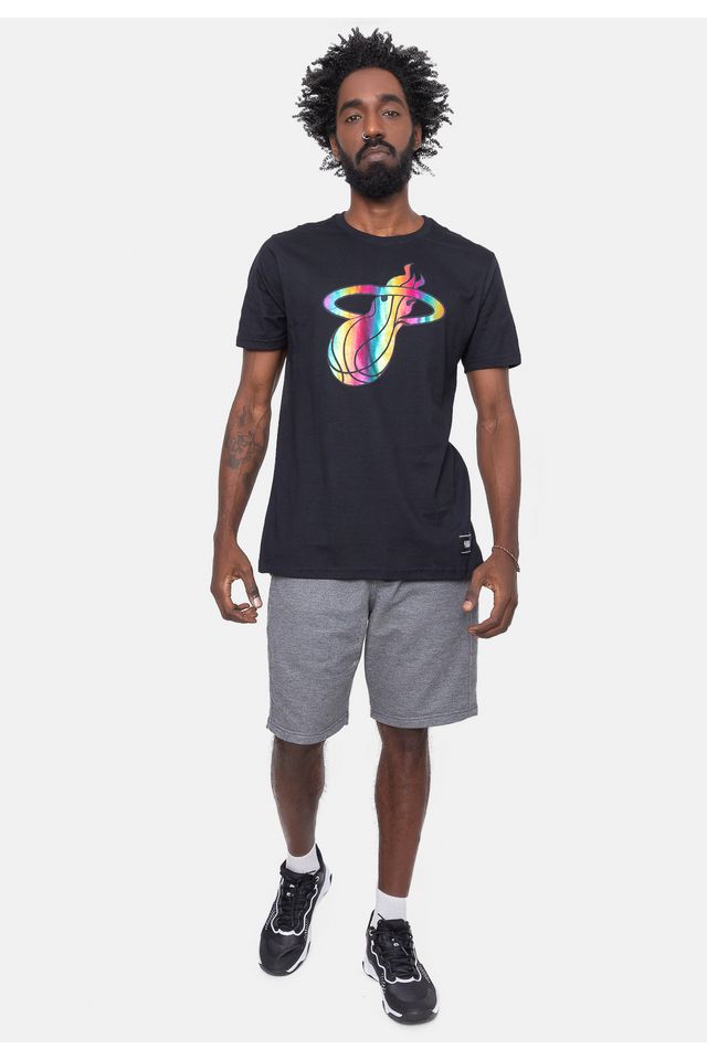 Camiseta-NBA-Rainbow-Logo-Miami-Heat-Preta