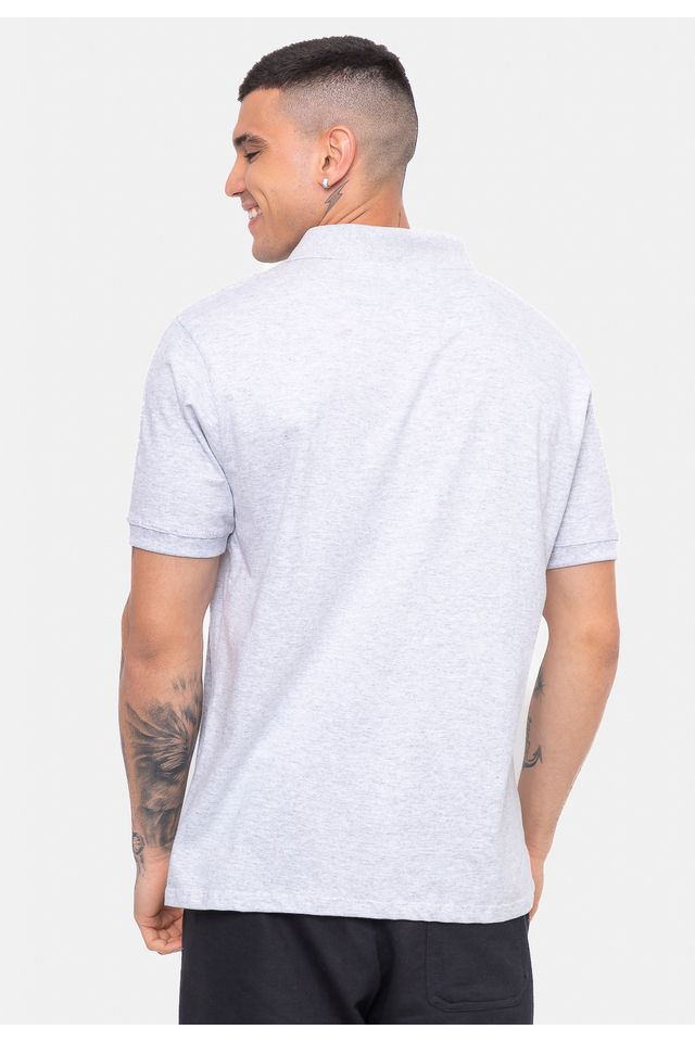 Camisa-Polo-NBA-Rubber-Logo-Los-Angeles-Lakers-Cinza-Mescla