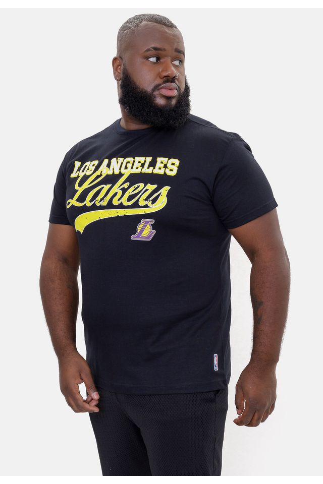 Camiseta-NBA-Plus-Size-College-Logo-Los-Angeles-Lakers-Preta