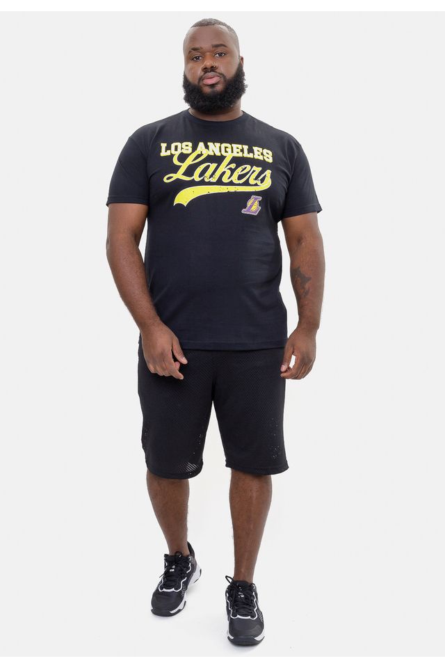 Camiseta-NBA-Plus-Size-College-Logo-Los-Angeles-Lakers-Preta