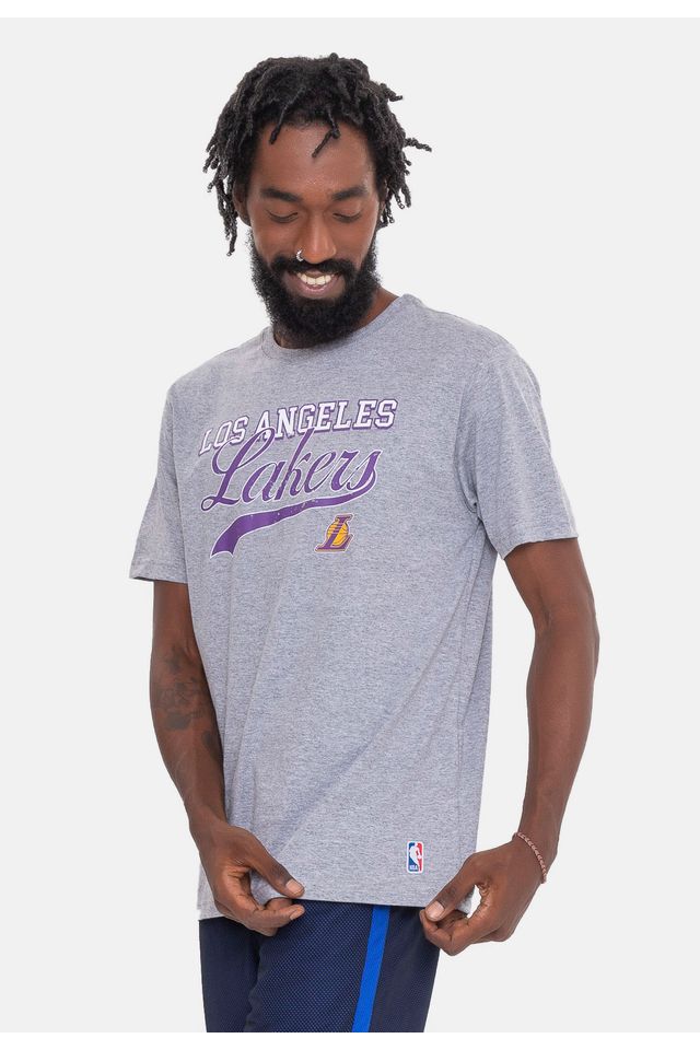 Camiseta-NBA-College-Logo-Los-Angeles-Lakers-Cinza-Mescla