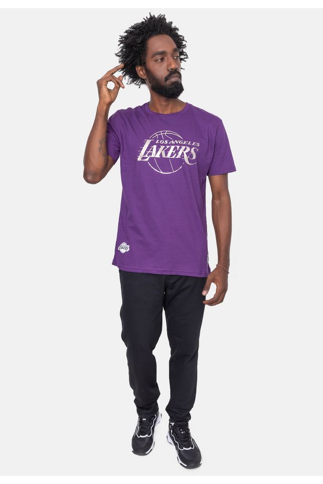 Camiseta-NBA-Silver-Logo-Los-Angeles-Lakers-Roxa
