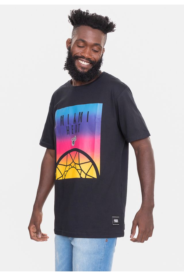 Camiseta-NBA-Sunset-Tema-Miami-Heat-Preta