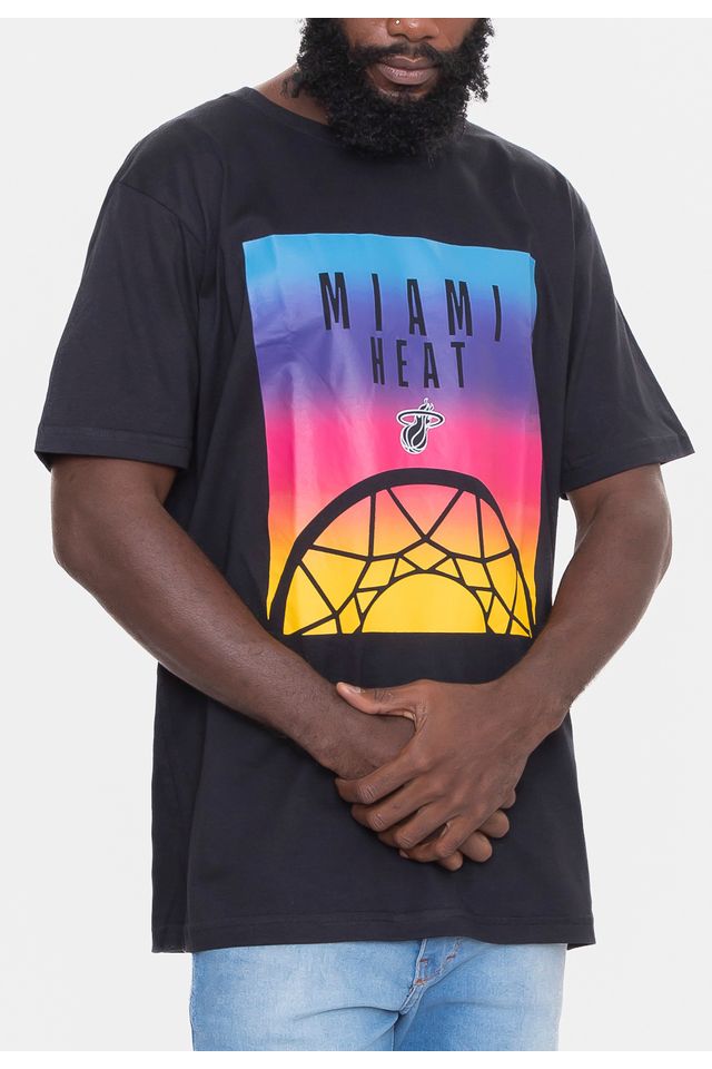 Camiseta-NBA-Sunset-Tema-Miami-Heat-Preta