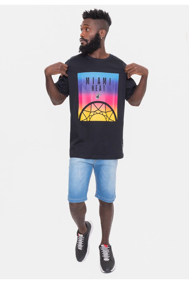 Camiseta-NBA-Sunset-Tema-Miami-Heat-Preta