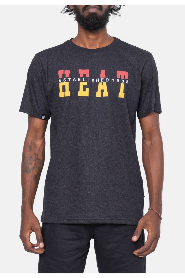 Camiseta-NBA-Name-Team-Miami-Heat-Preta-Mescla