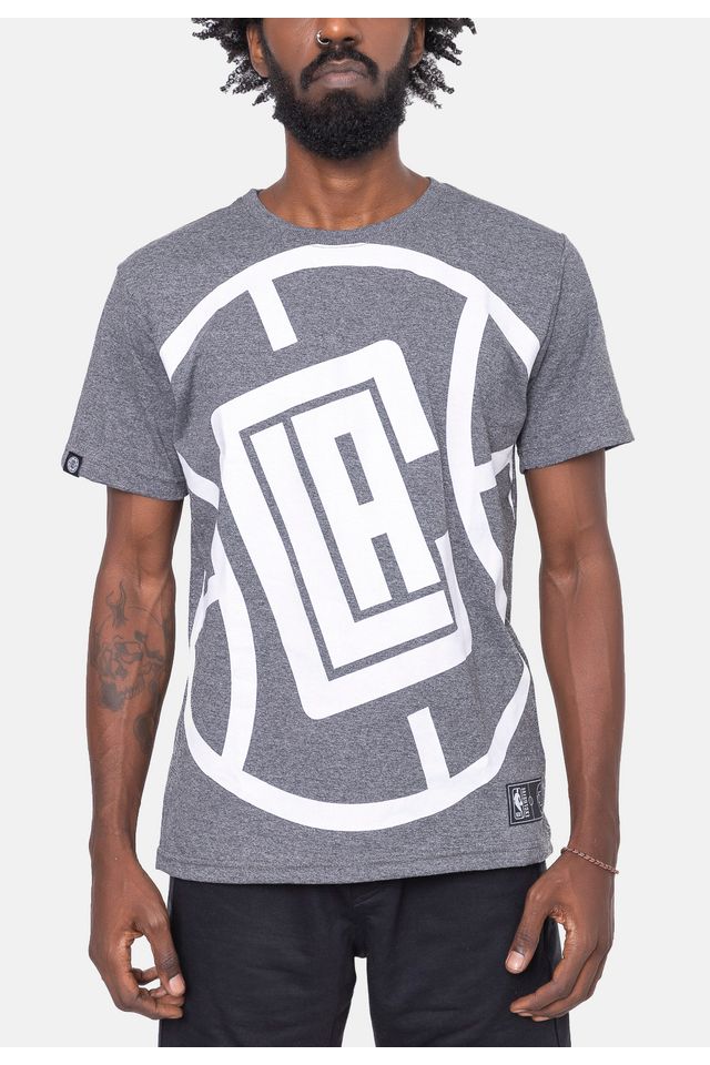 Camiseta-NBA-Maxi-Logo-Los-Angeles-Clippers-Cinza-Mescla-Escuro