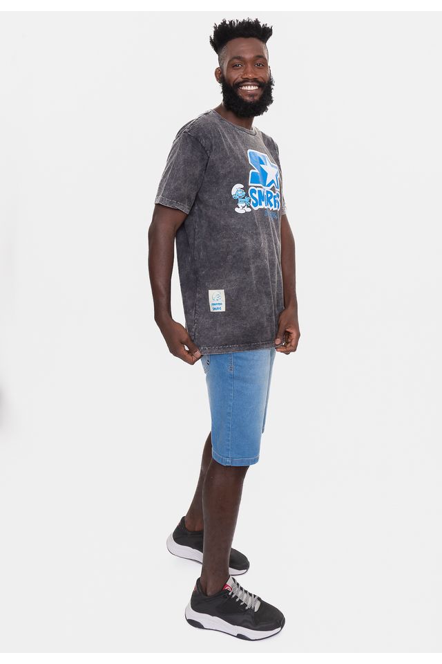 Camiseta-Starter-Collab-Smurfs-Marmori-Preta