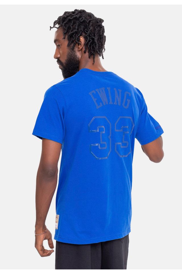Camiseta-Mitchell---Ness-Monochrome-New-York-Knicks-Patrick-Ewing-Azul