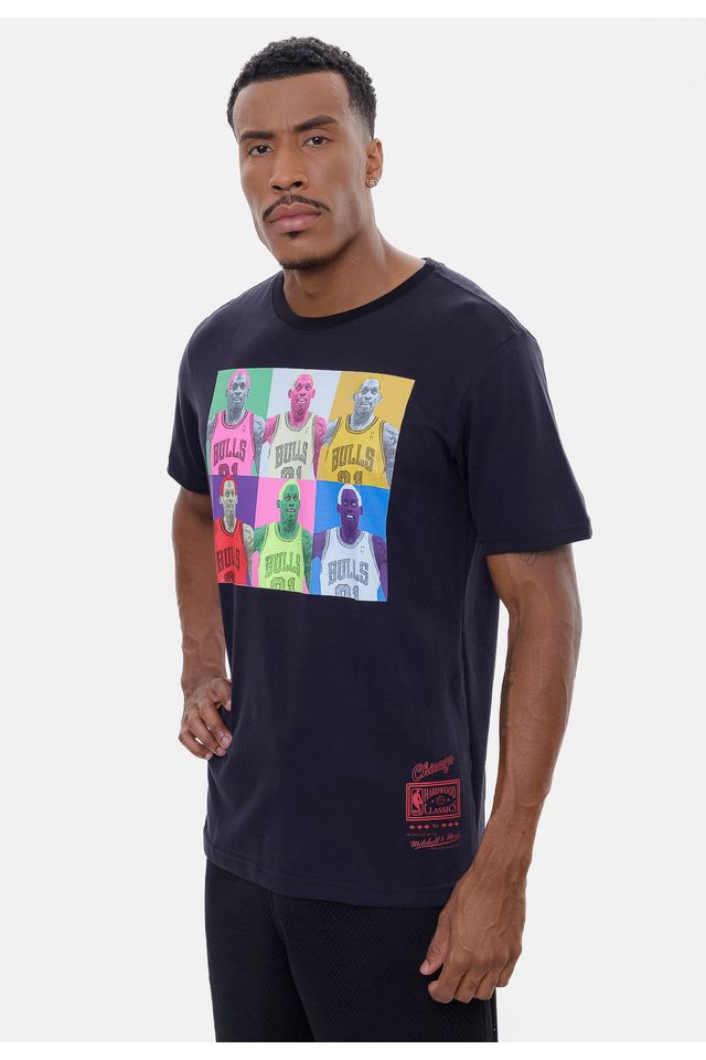 Camiseta-Mitchell---Ness-Pop-Art-Chicago-Bulls-Preta Camiseta-Mitchell---Ness-Pop-Art-Chicago-Bulls-Preta