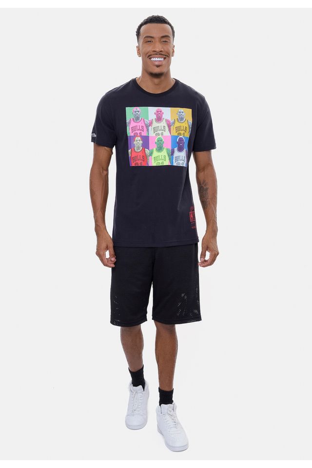 Camiseta-Mitchell---Ness-Pop-Art-Chicago-Bulls-Preta Camiseta-Mitchell---Ness-Pop-Art-Chicago-Bulls-Preta