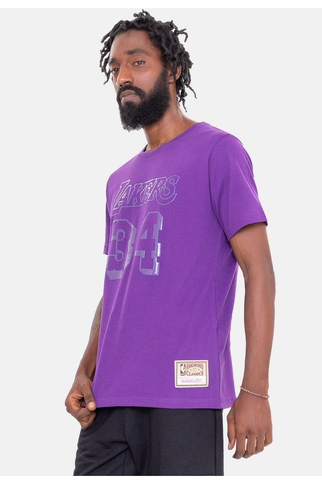Camiseta-Mitchell---Ness-Monochrome-Los-Angeles-Lakers-Shaquille-O-Neal-Roxa