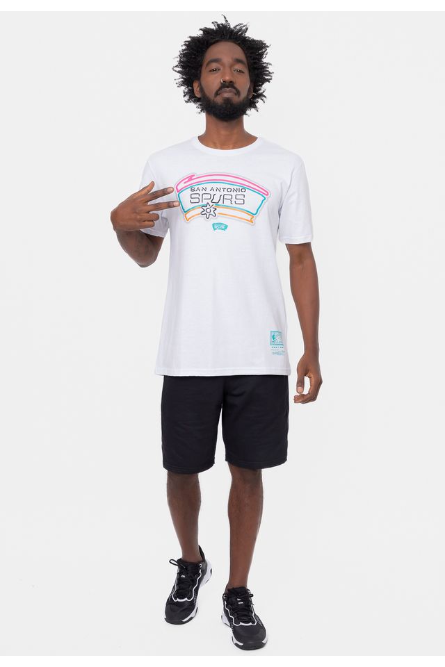 Camiseta-Mitchell---Ness-Neon-Script-San-Antonio-Spurs-Branca