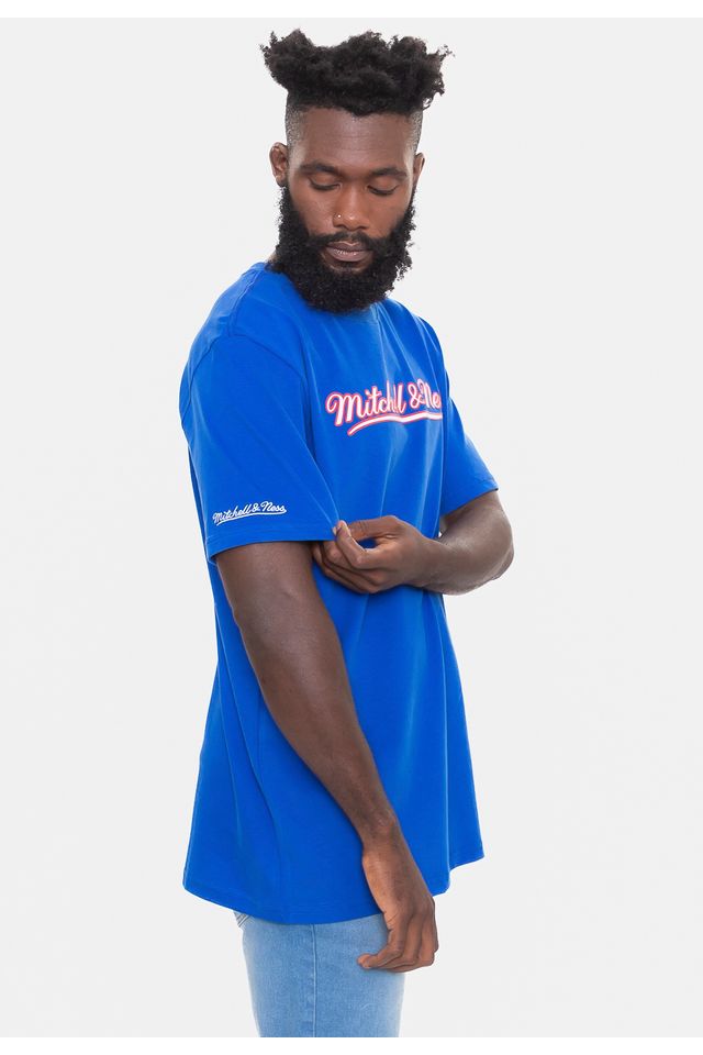 Camiseta-Mitchell---Ness-Branded-Script-Azul